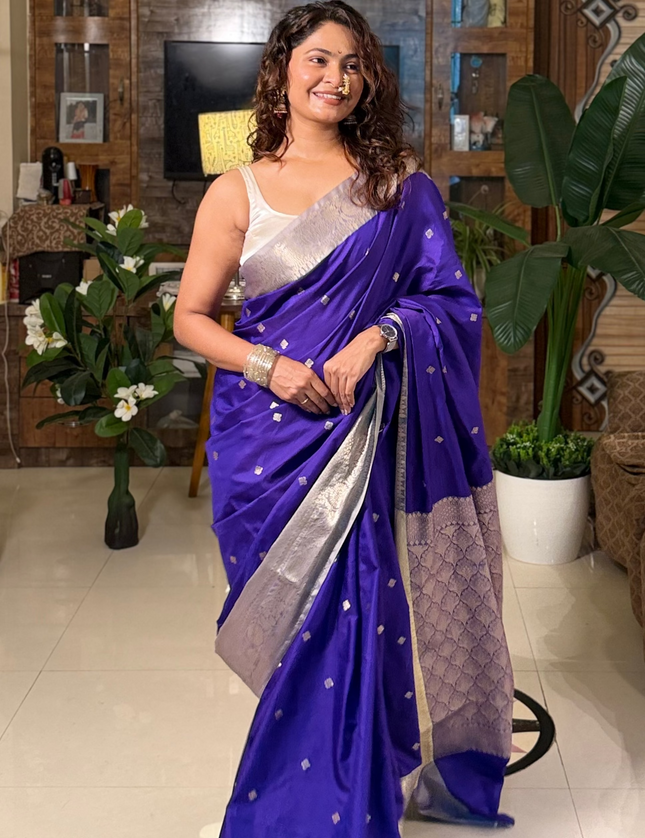 Blue small butta kanchi 108 silk saree (Ashu)
