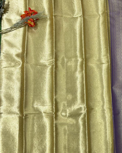 Golden n purple brocade tissue silk saree