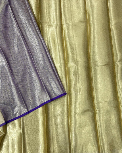 Golden n purple brocade tissue silk saree