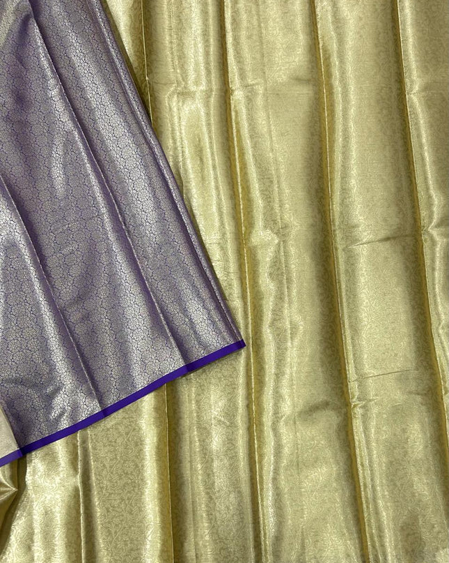Golden n purple brocade tissue silk saree