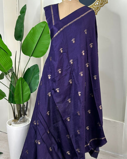 Purple 08 jute linen saree