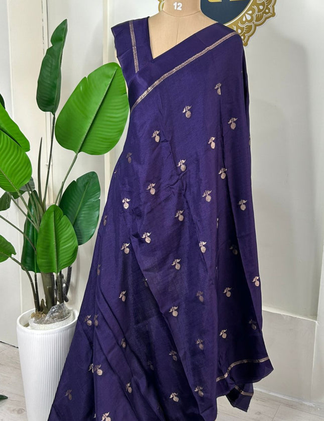 Purple 08 jute linen saree