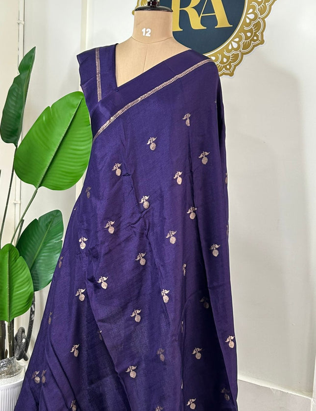 Purple 08 jute linen saree