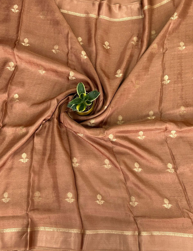 Light rust 08 jute linen saree