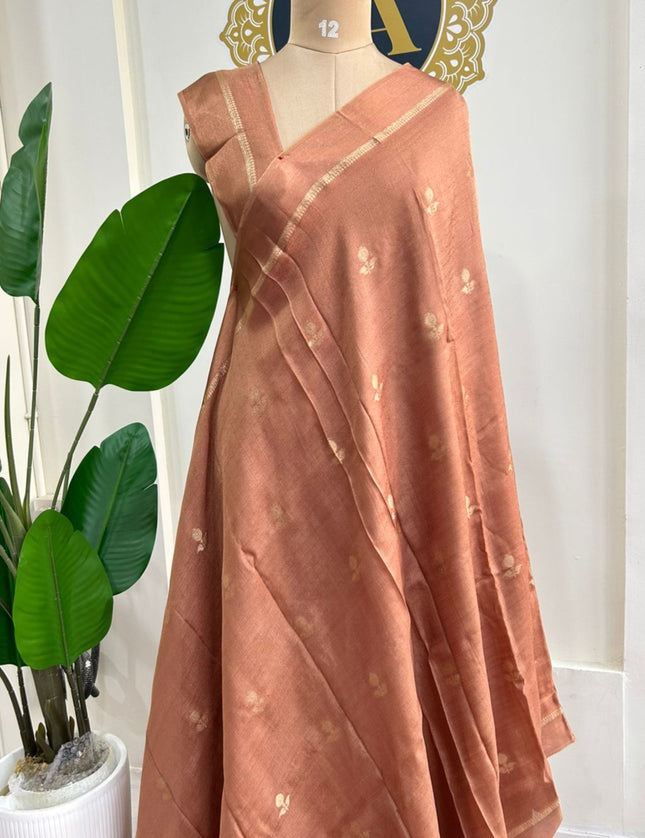 Light rust 08 jute linen saree
