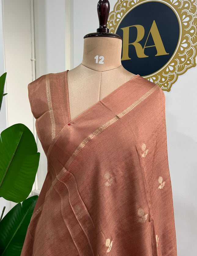 Light rust 08 jute linen saree