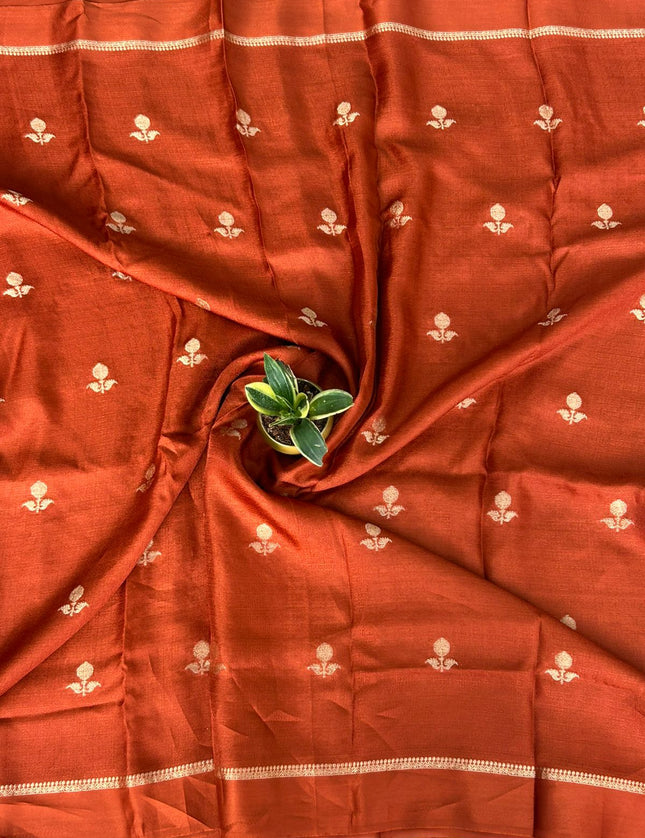 Rust orange 08 jute linen saree