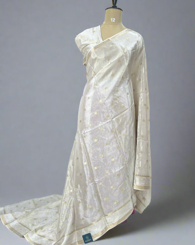 Cream 08 jute linen saree