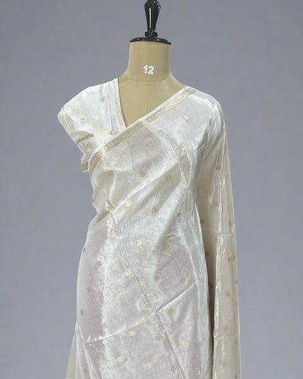 Cream 08 jute linen saree