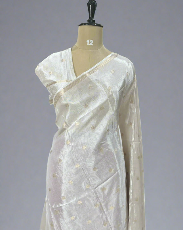 Cream 08 jute linen saree