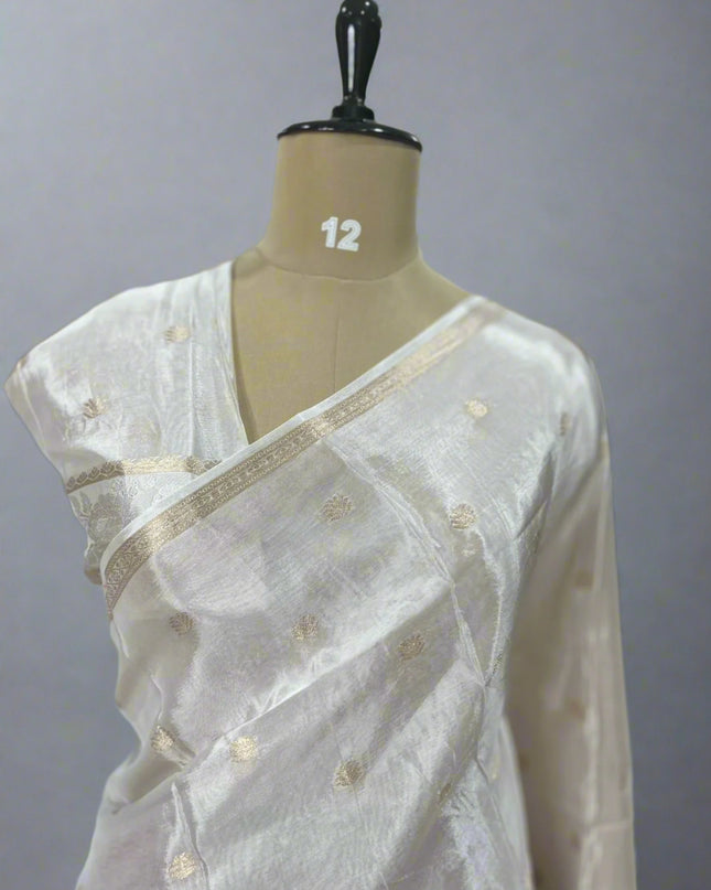Cream 08 jute linen saree