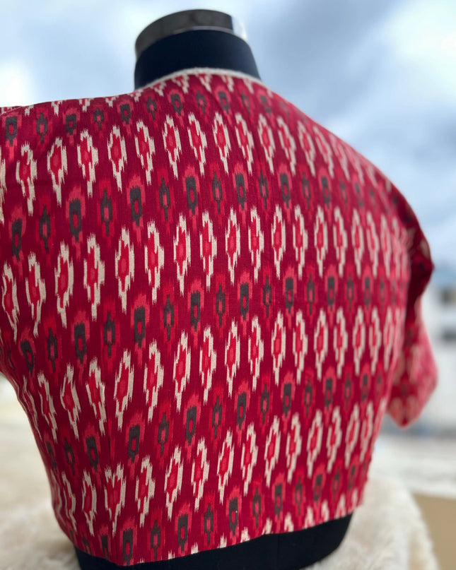 Red pochampally cotton blouse