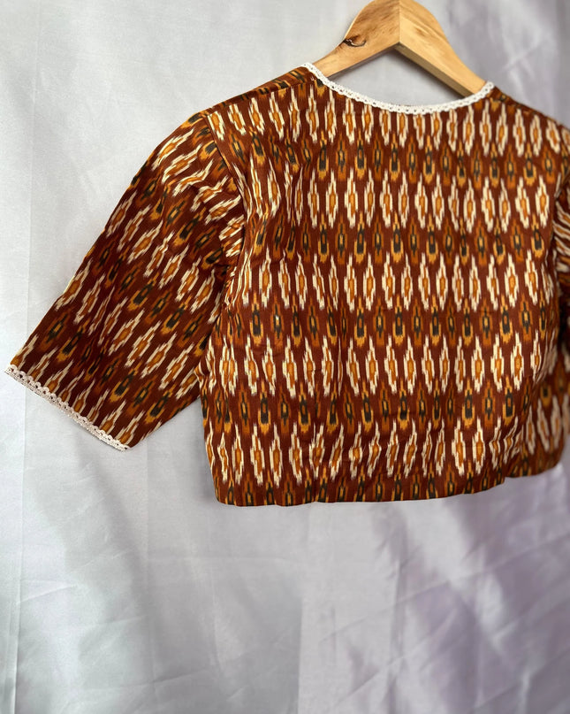 Brown pochampally cotton blouse