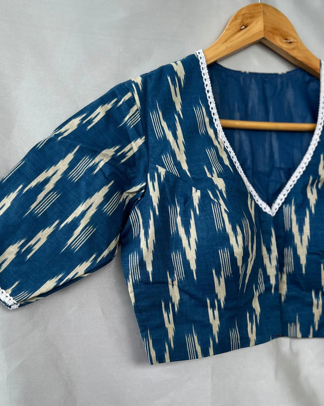 Blue pochampally cotton blouse