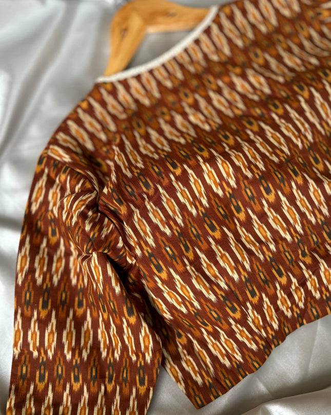 Brown pochampally cotton blouse