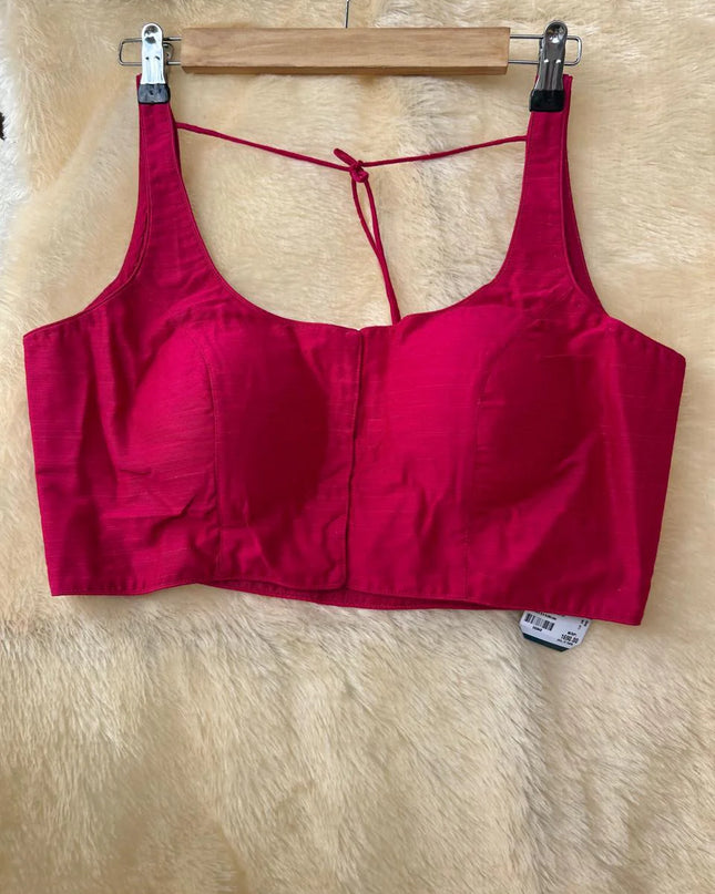Pink  raw silk sleeveless blouse