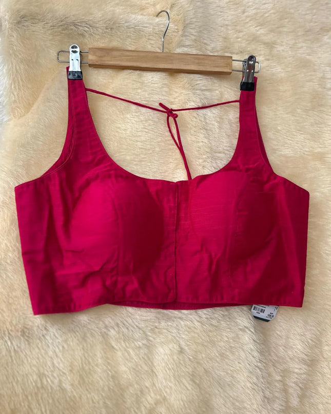 Pink  raw silk sleeveless blouse