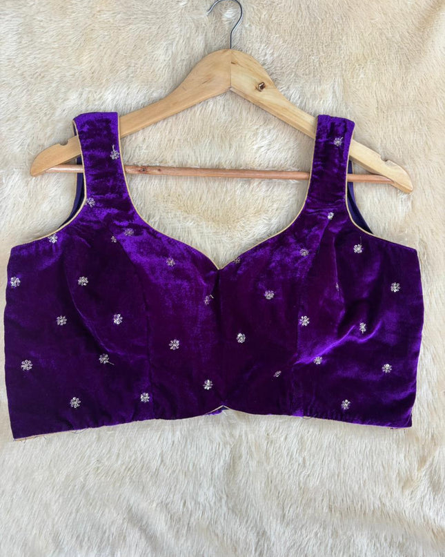 Purple velvet sleeveless blouse