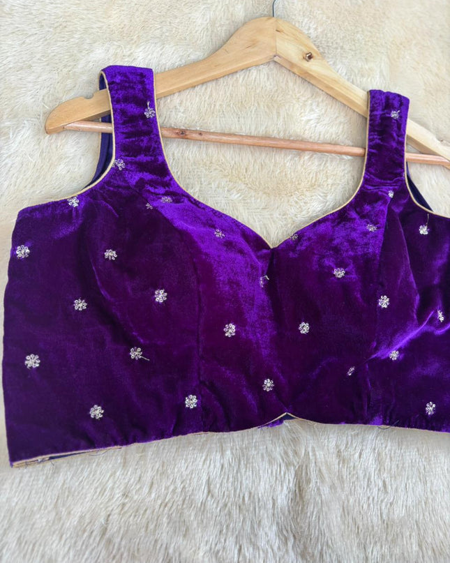 Purple velvet sleeveless blouse