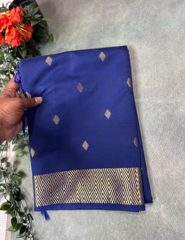 Navy blue small butta semi silk saree