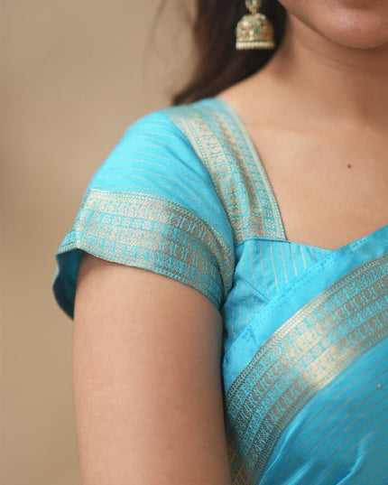 Rabiya Blue with sky blue  stripes -102  saree
