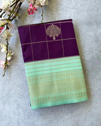 Dark purple  kanchi soft-13 silk saree