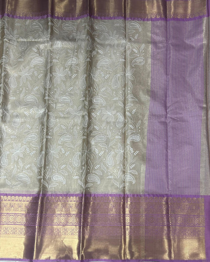 Light pink Chikankari tissue kanchi saree