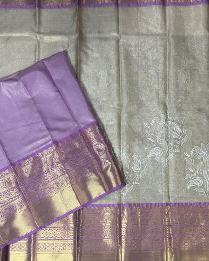 Light pink Chikankari tissue kanchi saree