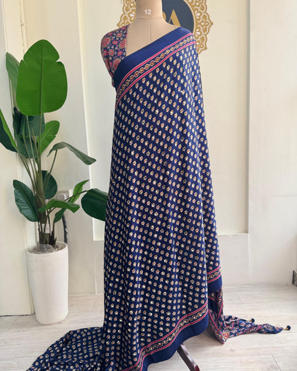 Navy blue Mirror work party wear saree MW101
