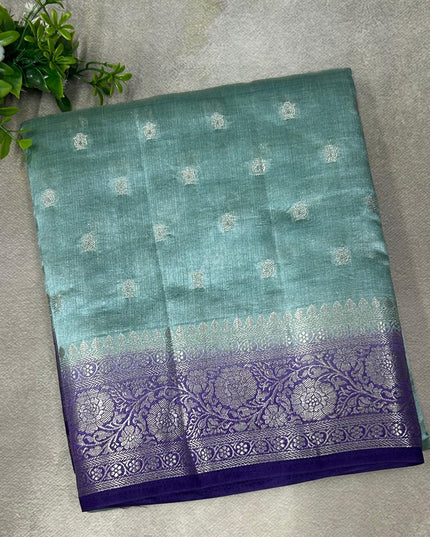 Sea green n blue tussar saree ST101