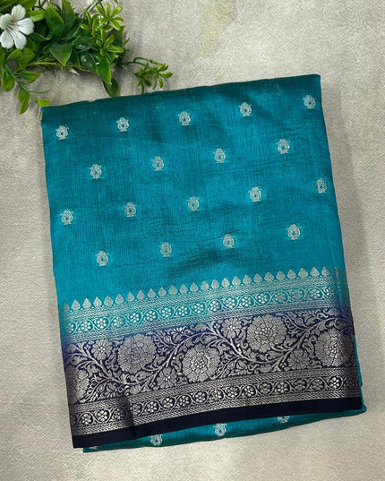 Blue  n dark blue tussar saree ST101