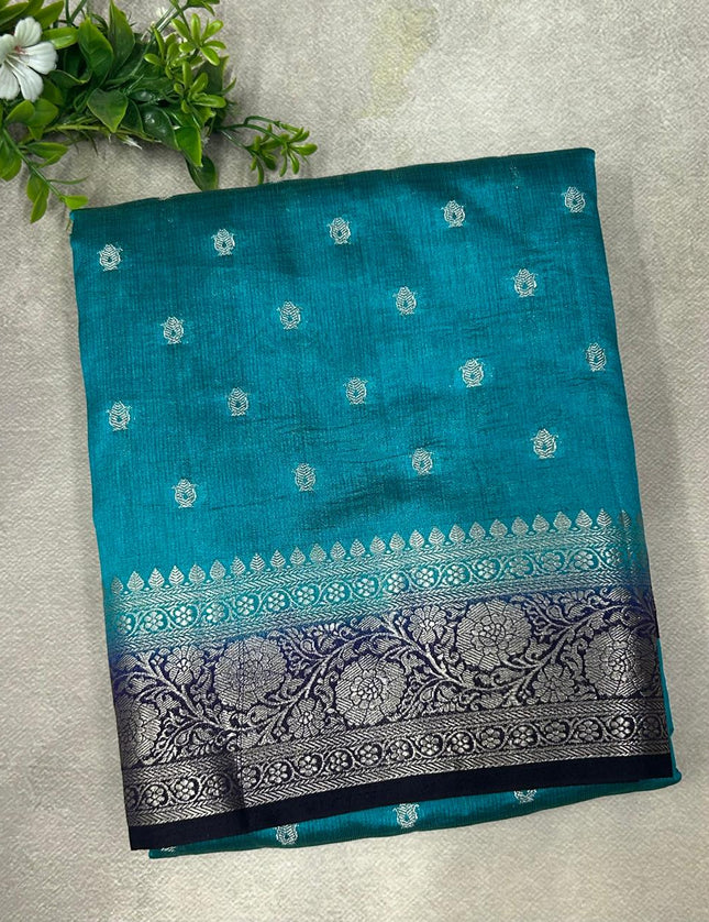 Blue  n dark blue tussar saree ST101