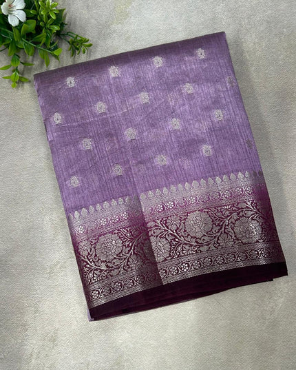 Lilac n dark wine tussar saree ST101