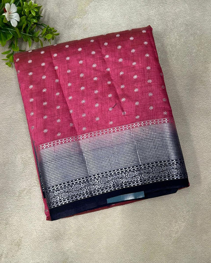 Light pink n dark blue tussar saree ST101