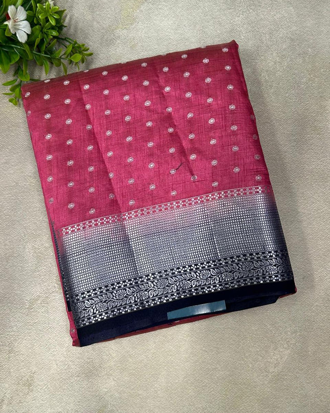Light pink n dark blue tussar saree ST101