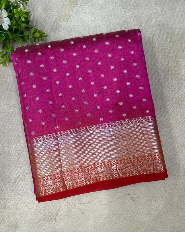Light pink n red tussar saree ST101