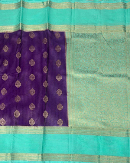 Purple n light blue stripes -102 Saree