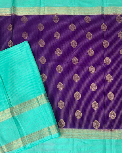 Purple n light blue stripes -102 Saree