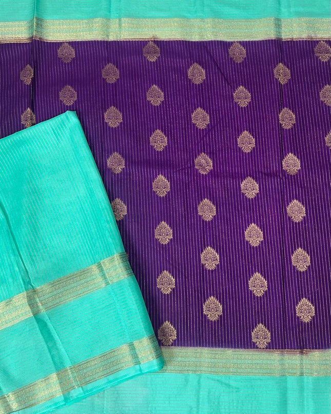 Purple n light blue stripes -102 Saree