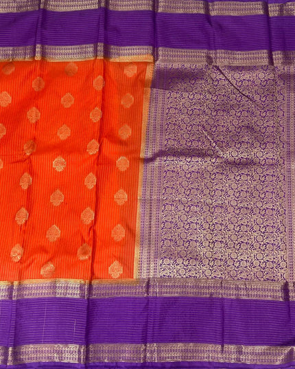 Orange n purple stripes -102  Saree