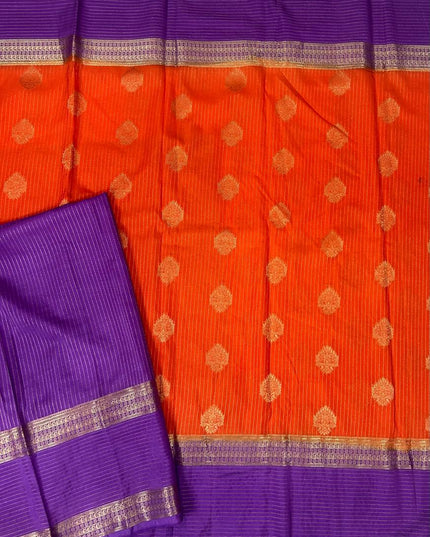 Orange n purple stripes -102  Saree