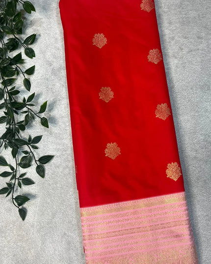 Red pink soft silk-102 saree