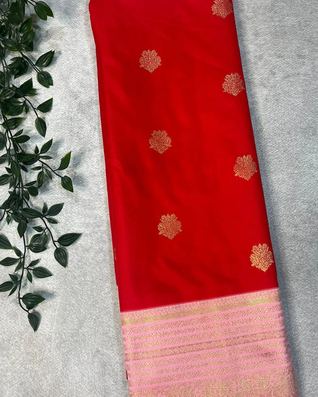 Red pink soft silk-102 saree