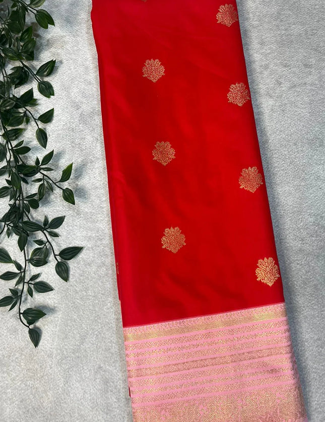 Red pink soft silk-102 saree