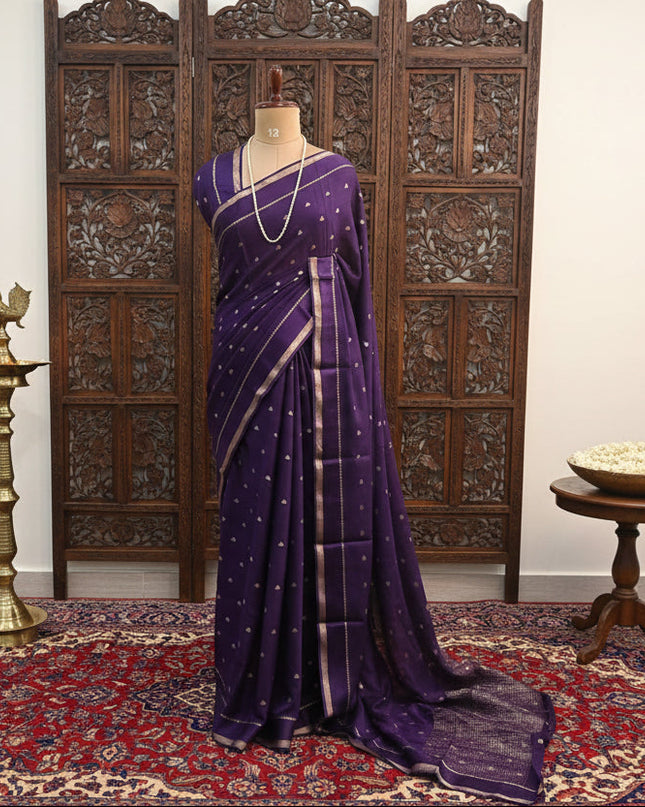 Purple Chinnon Saree 102