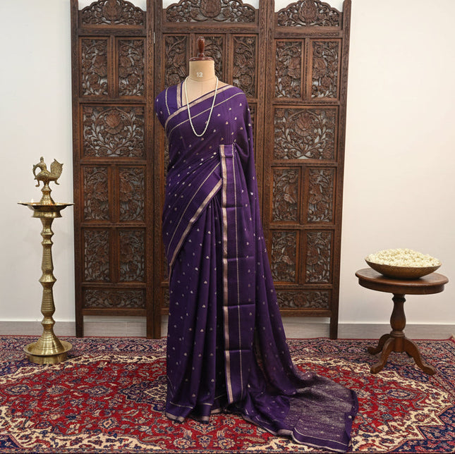 Purple Chinnon Saree 102