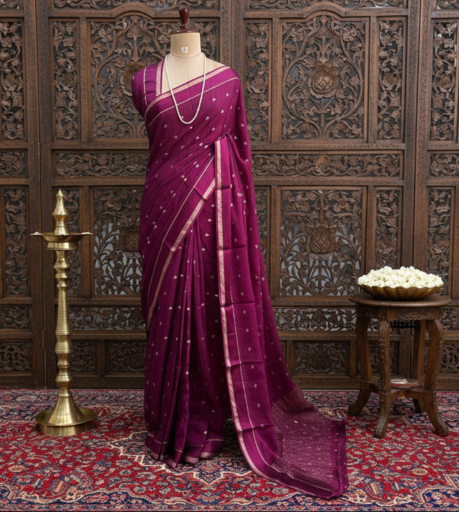 Pink Chinnon Saree