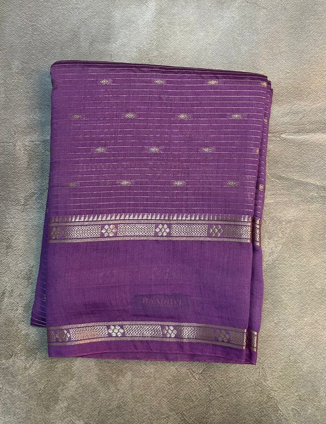 Suchira Purple stripes bentex with contrast blouse saree