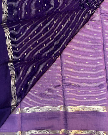 Suchira Purple stripes bentex with contrast blouse saree