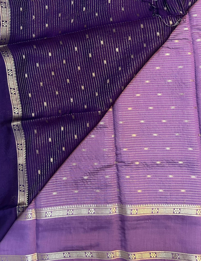Suchira Purple stripes bentex with contrast blouse saree